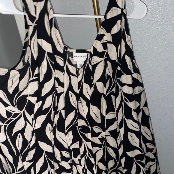 Ava & Viv Black and Cream Leaf Print Strapless Dress - Picture 7 of 7